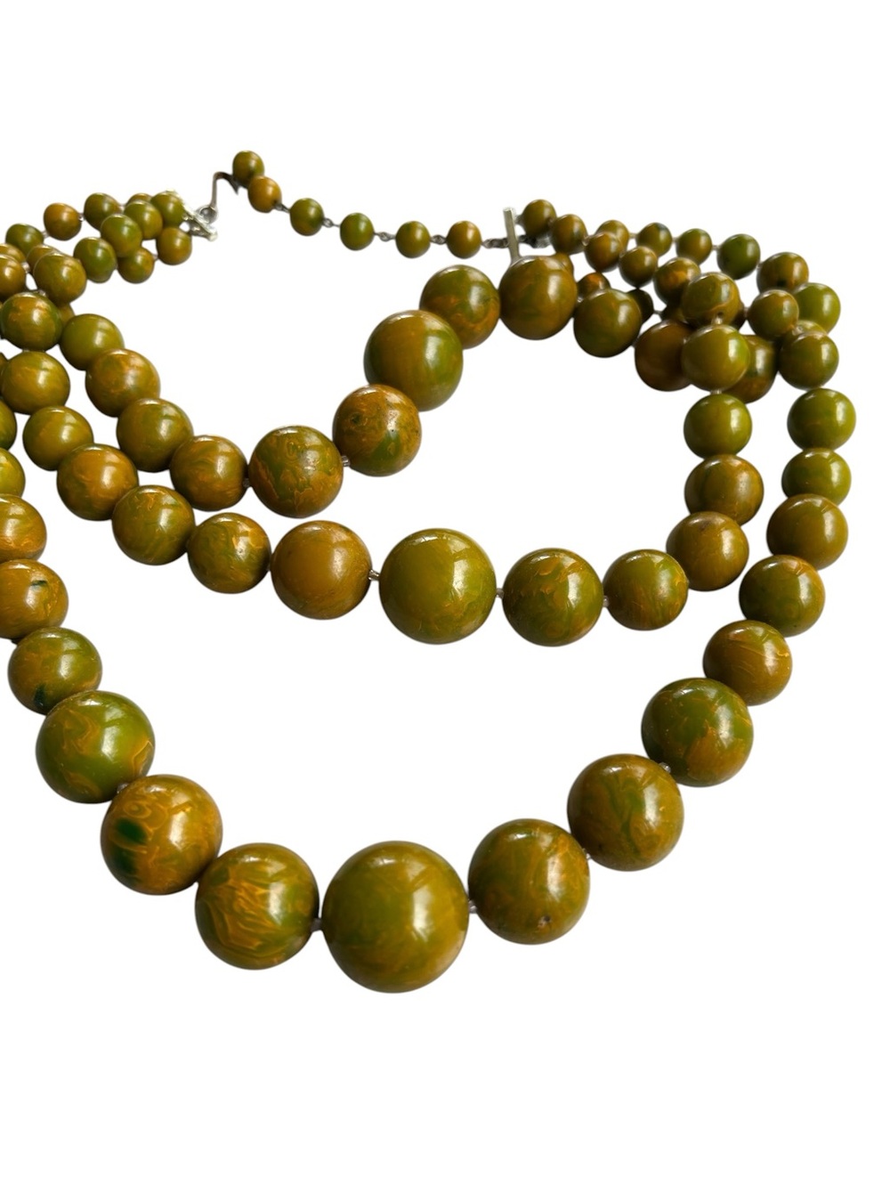 Vintage Multi-Strand Marbled Greed Necklace - Picture 6 of 6